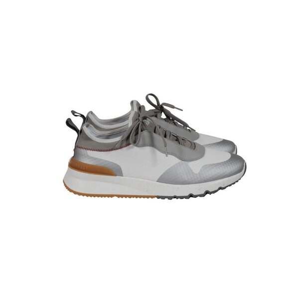Brunello Cucinelli Panelled Lace Up Sneakers US 10.5 EU 43.5 White Gray Trainer - Picture 8 of 11